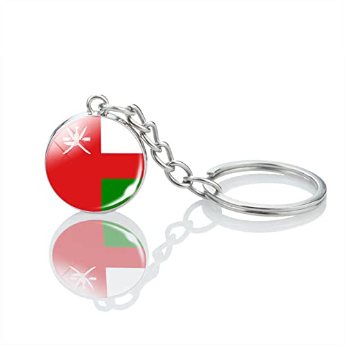 Mode Oman Drapeau Boule De Verre Pendentif Porte-Clés Personnalité Couple Asie National Mini Souvenirs, Nouveauté Patriotique Porte-Clés, Drapeau Du Monde Porte-Clés Bijoux Pour Hommes Femme