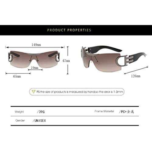 Frameless Sunglasses One Piece Progressive Sunglasses UV Resistant Glasses Metal Decoration Hollowed Sunglasses2