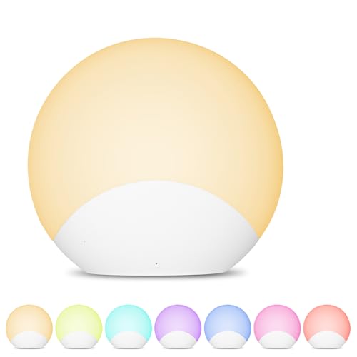 Withosent Silikon Nachtlicht Kinder, Stilllicht Dimmbar mit RGB, Nachtlampe mit 8 Farbe & Warmen Licht, USB Aufladbare Weiches Night Light Touch&Switch-Steuerung für Baby, Kinderzimmer