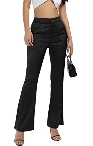 Women's Flare Bootcut Dressy Bell Bottom Night Out Party Satin Business Suit Pants4