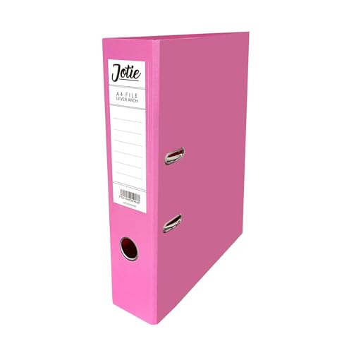 1 x Pink A4 Lever Arch File for Paperwork A4 Folders with 70mm Spine, Thumb Ring & Elegant Anti-Spill Cover | Large Ring Binders | File Storage & Office Supplies Assorted Colours