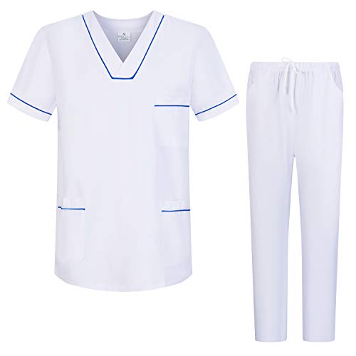 MISEMIYA - Conjuntos Uniformes Sanitarios Blanco Unisex - Uniformes MÉDICOS Casaca Y PANTALÓN Sanitarios Ref.81782 - M, Azul Royal 21