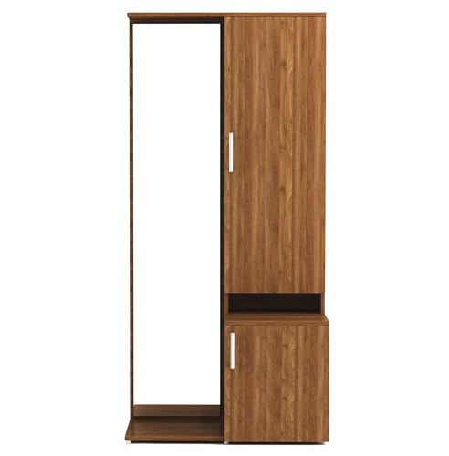 Image of DesignFit Engineered Wood Dressing Table with Storage Wooden Dressing Table with Mirror Vanity Table for Bedroom Home Living Room (Walnut Finish)