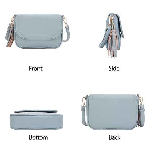 Image of EVVE Small Crossbody Bags for Women Trendy Flap Saddle Purses with Tassel Vegan leather Shoulder bag