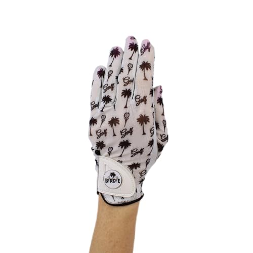 Hand Candy Golf Glove – Premium Cabretta Leather – “Birdie Golf” – Left Hand Women's Golf Glove with Matching Ball Marker (Medium)