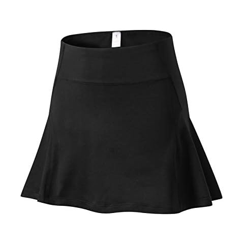 EZ-Jolan Big Girl's High Waist Tennis Skort Womens Pleated Running Golf Skirt with Shorts Black#406/XL Cover
