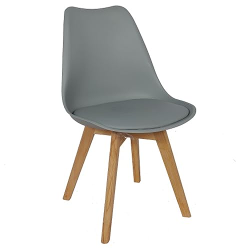 Image of Creative Scandinavian Chair with Padded & Solid Beech Wood Legs Chairs for Dinning Cafe, Home, Hotel & Office (Pack of 1) (Grey)