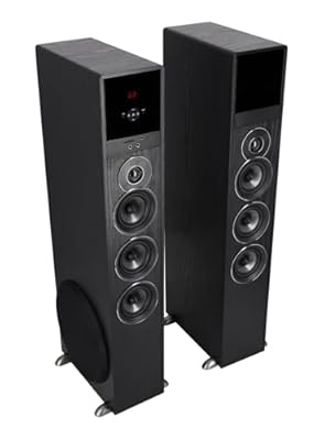 Rockville TM150B Powered Home Theater Tower Speaker System, Black, 1000W, 10" Subwoofers, Bluetooth, USB/SD Playback, FM Radio, Remote Control, Karaoke Ready, Perfect for Home Entertainment