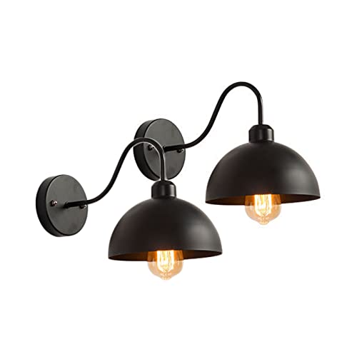 S-Cevada Lámpara de pared de metal vintage industrial, aplique de pared de hierro retro E27, Luz de pared de porche de pasillo (2 piezas, Negro) Cover