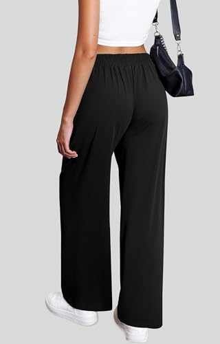 FireSwan Womens Wide Leg Work Pants Crossover Pleated Front Casual Slacks Flowy Palazzo Trousers with Pockets2