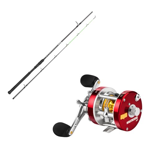 KastKing Saltwater Fishing Combo Rover Round Baitcasting Reel (Red Version) & Kong Saltwater & Freshwater Fishing Rod