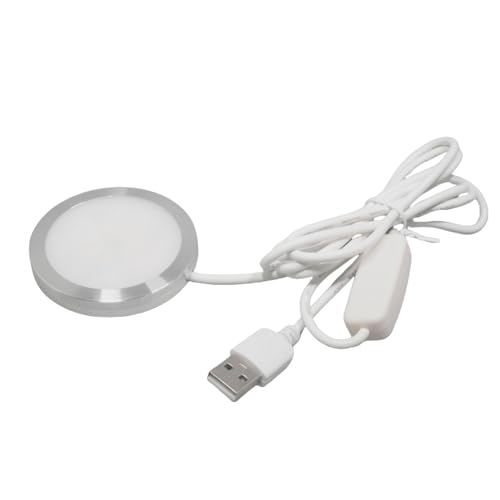 HOOLRZI Lámpara LED para debajo del gabinete con base redonda, luz USB para mesitas de noche, 3 W, 5 V, iluminación USB, lámpara de base redonda