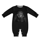 [STEBVI] ロンパース ゴリラ ベビー服 長袖 カバーオール 女の子 男の子 赤ちゃん服 前開き パジャマ 新生児 幼児 かわいい 肌着 柔らかい 部屋着 寝間着 出産祝い プレゼント 3-6M