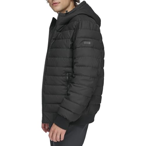 Image of DKNY Men's Quilted Performance Hooded Bomber Jacket