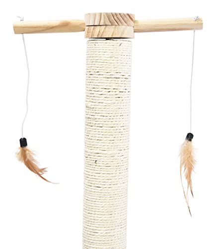 Cat Craft Multi-Texture Carpet & Sisal Dual Cat Scratching Post With Feather Toy Mobile & Hanging Plush Cat Toys, Grey/Natural #TOP7
