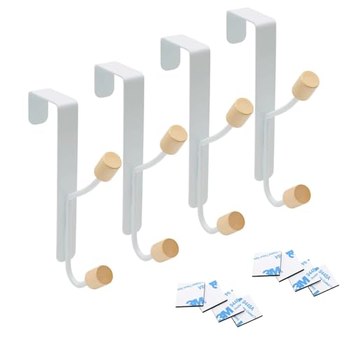 POXIAOER Gancho para Puerta para Colgar, 4 Piezas de Ganchos Blancos para Ropa, Gancho Blanco para Puerta, Antideslizante, Gancho para Puerta para Cocina, Perchero de Baño para Colgar