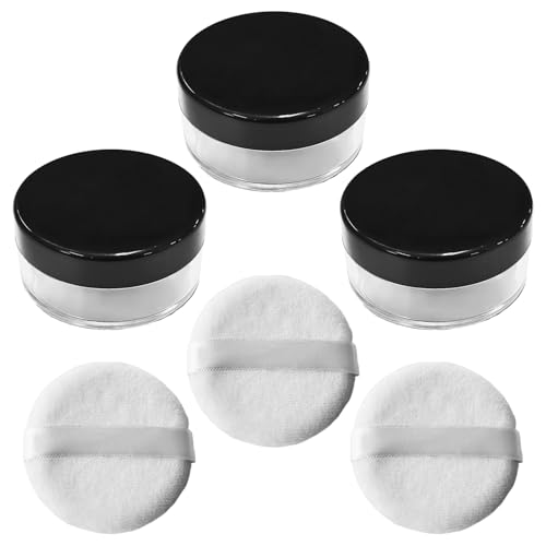 Caja De Polvo Suelto De 3 Piezas Y Bocanada De Polvo De 3 Piezas, Caja De Plástico Suelto De Polvo, Caja De Polvo Suelta Redonda, Caja De Polvo Suelta Rellenada, Paquete De Viaje.