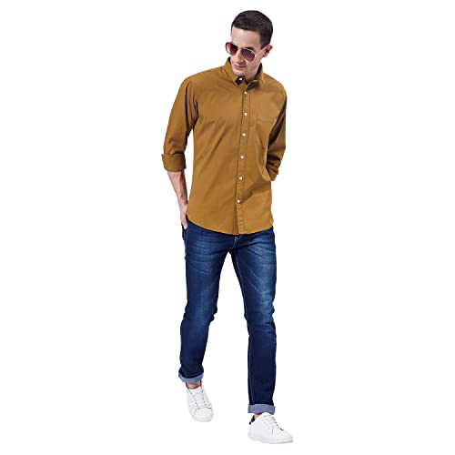 Image of Ben Martin Men's Cotton Regular Collar Shirt with Chest Pocket || Classic Collar, Slim Fit, Casual & Formal Wear || Soft & Breathable Fabric || Full Sleeve Shirt for Men