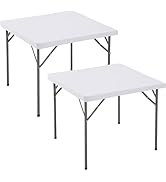 Enjoyidea Square Fitted Tablecloth 34x34 Inch-2 Pack White Card Elastic Spandex Table Cover-Small...