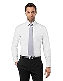 Vincenzo Boretti Herren Hemd Umschlagmanschette bügelfrei 100% Baumwolle Slim-fit Uni weiß 39-40
