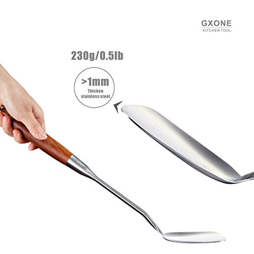 Chinese Wok Spatula, 304 Stainless Steel Spatula with Heat Resistant Wooden Handle Wok Utensils,Silver/15.7Inch - Thumbnail 4