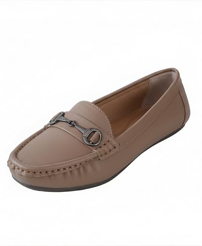 Image of Pluxh Women's Classic Ballet Flats with Metal Detail | Soft Padded Slip-On Shoes | Lightweight Comfort Footwear | Flexible Sole | Office, Casual