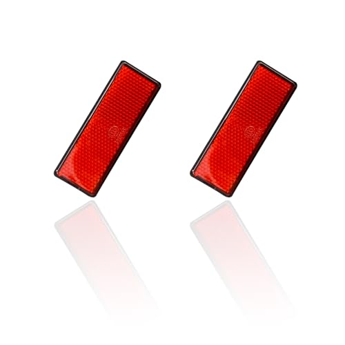 Image of Dickno 2 PCS M6 x 1.0 Motorcycle Reflectors, Plastic Screw Mount Reflective Warning Reflector, Universal Motorbike Rear Safety Reflectors for Motorcycle, Bicycle, Scooter (Rectangular Red 56x25mm)