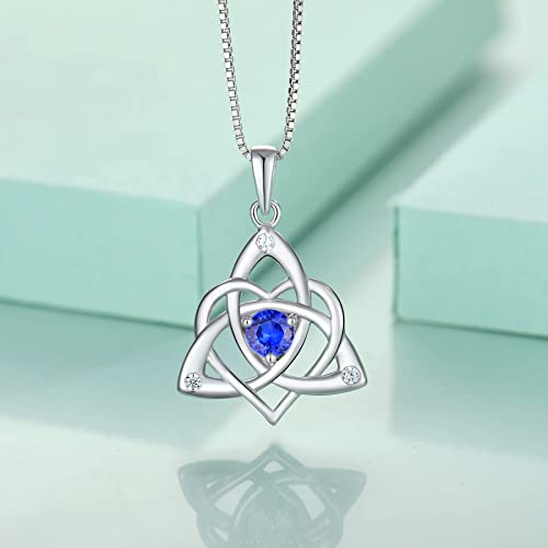 STARCHENIE Celtic Knot Necklace for Women 925 Sterling Silver Trinity Love Knot Pendant Birthstones Jewelry4