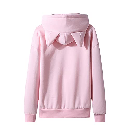 Cute Cat Ears Hoodies for Men Fleece Long Sleeve Pullover Sweatshirts with Hood Mens Kawaii Hoodie Sweatshirt2