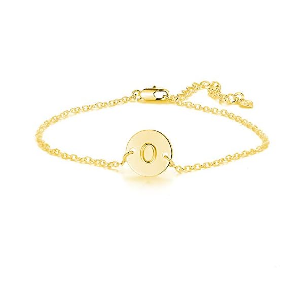 YANCHUN Initial Bracelet for Women Adjustable Round Disc Alphabet Letters Bracelet for Women