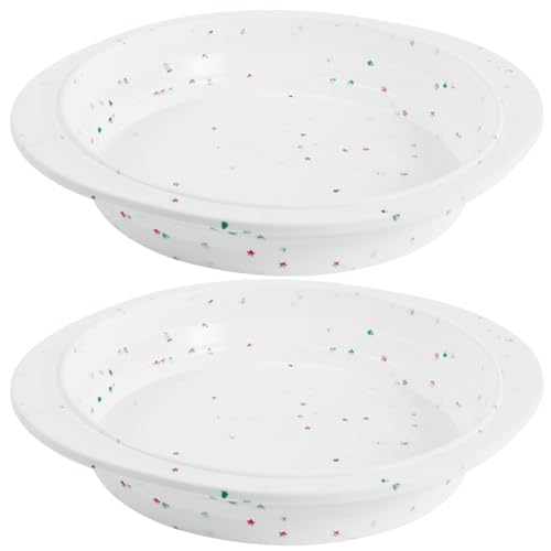 FALESOUL Silicone Pie Pan with Metal Reinforced Frame, 2 Pack Non-Stick 8 Inch Cake Pans Easy Release, Pie Dish Quiche Baking Dish, Round Cake Mold with Handle for Microwave, Dishwasher