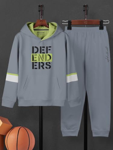 Image of HELLCAT Trendy Printed Cotton Blend Hoodie T-shirt Jogger Trackpant Clothing Set for Boys - Pack of 1