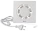 Bianco Ø 100mm Ventola di Scarico, Ventilatore, Aspiratore Aria e Umidità per la Ventilazione Bagno, WC e Cucina con Interruttore a Tirante e Cavo Spina