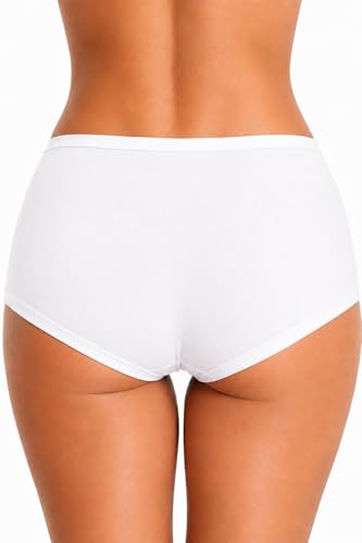 Image of Womens High Coverage Super Soft Elastane Stretch Mid Waist Boy Shorts Panties