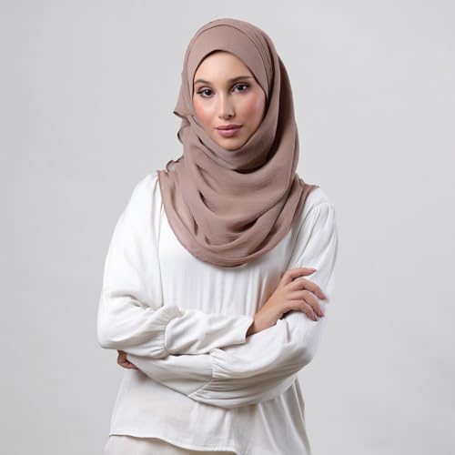 BOKITTA Freestyle Instant Hijab for Women, Premium Crinkled Chiffon Slip On Head Scarf with Inner Cap3
