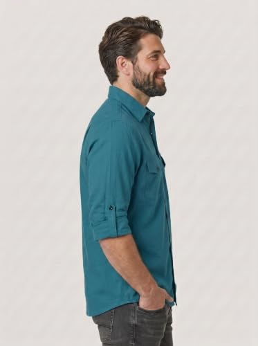 Image of Men's Firozi Double Flap Pocket | Regular Fit S Size | Solid Spread Collar | Versatile Everyday Office Wear Comfortable |Stylish Design | Shirt