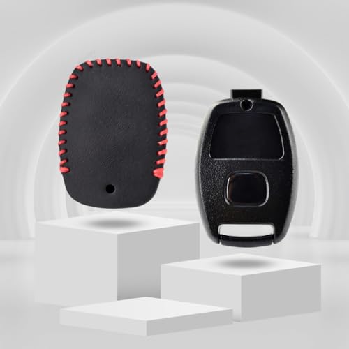Image of KEYCEPT Classic Leather for Honda Accord, City, Civic, Brio, Jazz, Amaze 2 Button Remote Key with Keychain(Keyshell & Genuine Leather)