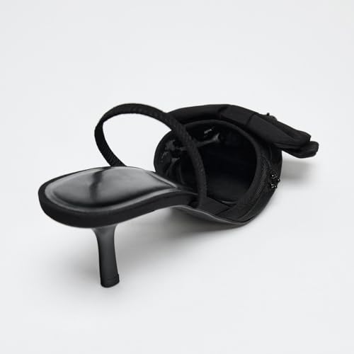 Women's Embroidery Mesh Bow Heels Slingback Adjustable Back Strap Stiletto Heel Pumps Party Dress Office Shoes for Women4