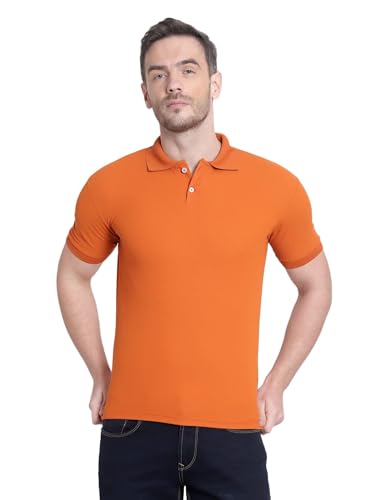 Image of Men's Poly Cotton-Matty Tshirt with Regular Fit Solid Pattern Half Sleeve Standard Length and Button Down Closure|Men's T-Shirts