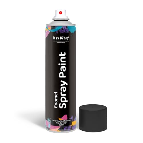 Image of Itsy Bitsy Spray Paint Glossy Black - 300ml | Multi-Surface Quick Drying Spray Paint for Metal, Wood, Plastic, Wall & DIY Craft Projects