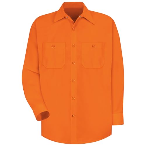 Image of Red Kap Men's Long Sleeve Industrial Work Shirt | Moisture Wicking Button Up, Wrinkle Resistance Fights Fading & Stains
