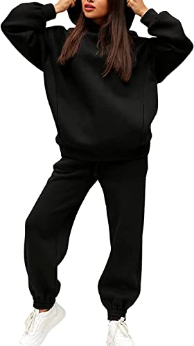 Survêtement à capuche femme en polaire oversize noir XL doux et chaud