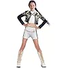HIDLY Cute Halloween Demon Costumes Pop Singer Embroidery Coat Top Shorts Costume Dance Stage Outfit Set (Black, 4-5 Years)
