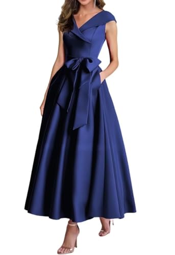 Robe mère de la mariée longueur thé pour un mariage en plein air ou une soirée chic