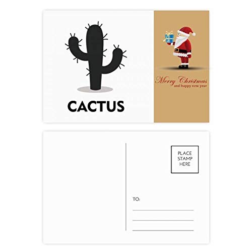 Cartes postales Cactus et Silhouette Père Noël pour Vœux de Fin d'Année Original (Lot de 20)