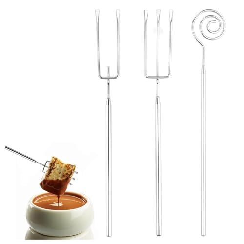 Schokolade Pralinengabel Set 3 PCS Pralinengabel Edelstahl Schokolade Pralinen Besteck DIY Pralinen Besteck Pralinenbesteck Fonduegabeln Schokoladengabel für Handgemachte Pralinen Trüffe