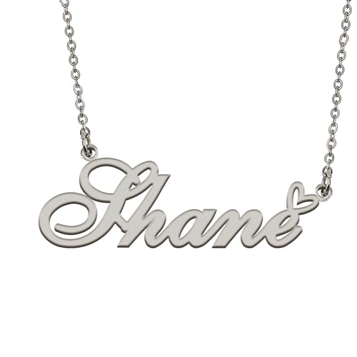 HUAN XUN Name Necklace with Heart Silver Letter Pendant Gifts Custom Name Necklace for Girls Shane