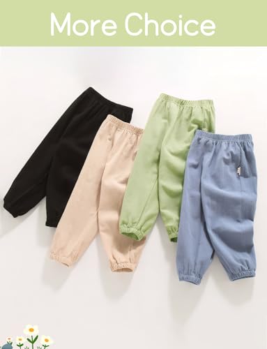 SEAUR Kids Boys Girls Cotton Pants Tapered Leg Casual Trousers Elastic Waist Cargo Joggers Sweatpants3