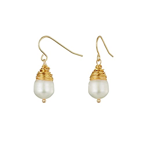 Pearl Dangle Earring 10mm Pearl Drop Delicate Hypoallergenic Hand-wound Pearl Dangle Earring Jewelry for Women Girl