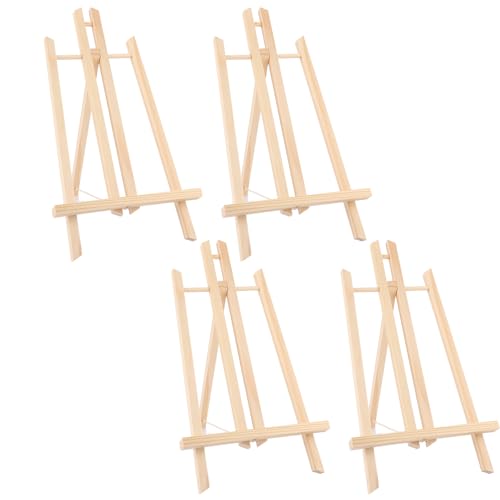 Oungy Lot de 4 chevalets de table en bois de 40 cm de haut - Réglable en hauteur - Pliables - Petit chevalet pour la peinture, la présentation de photos, l'art, le bricolage